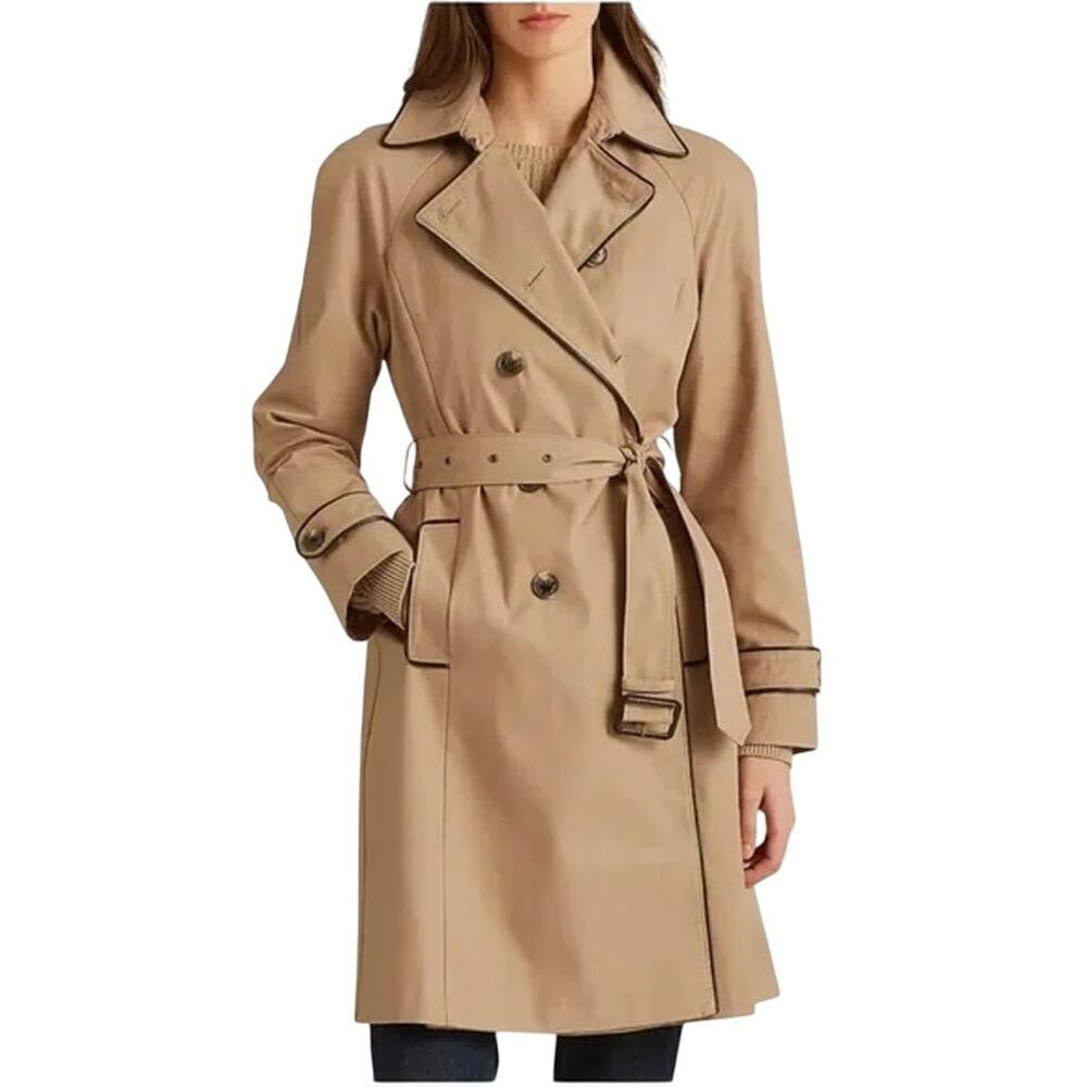 New Womens Lauren Ralph Lauren Repellent Belted Trench Coat, size XL
